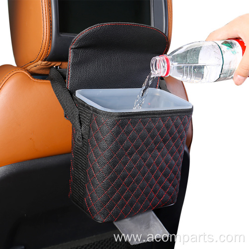 Waterproof Leather Durable Car Trash Can with Lid